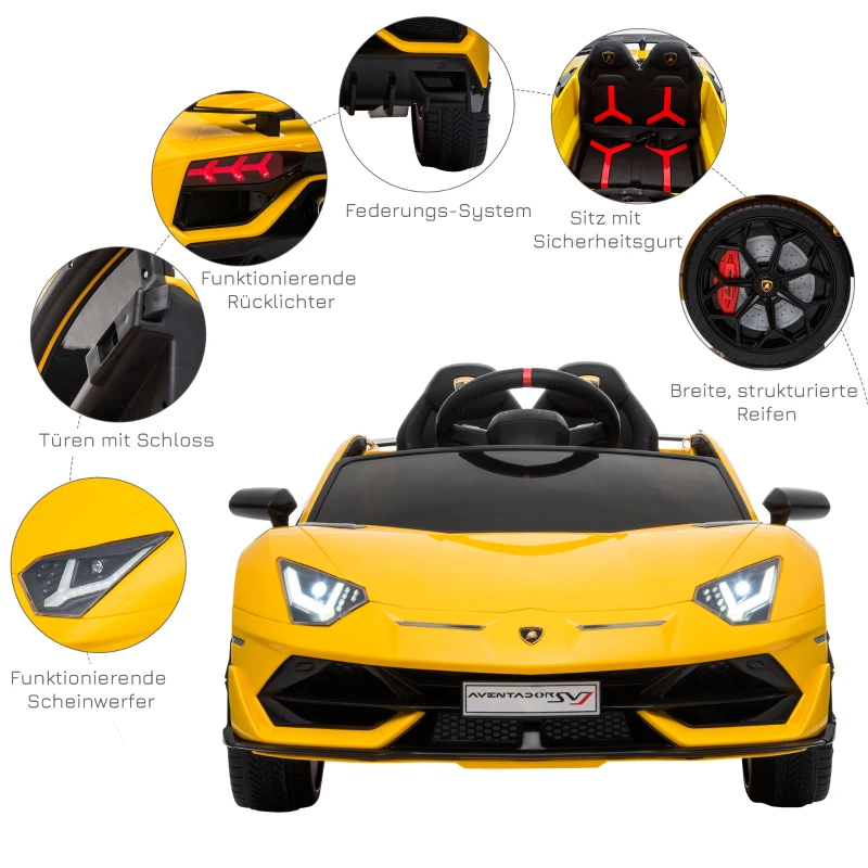 HOMCOM Licencjonowany Elektryczny Pojazd Lamborghini SVJ dla Dzieci 12V