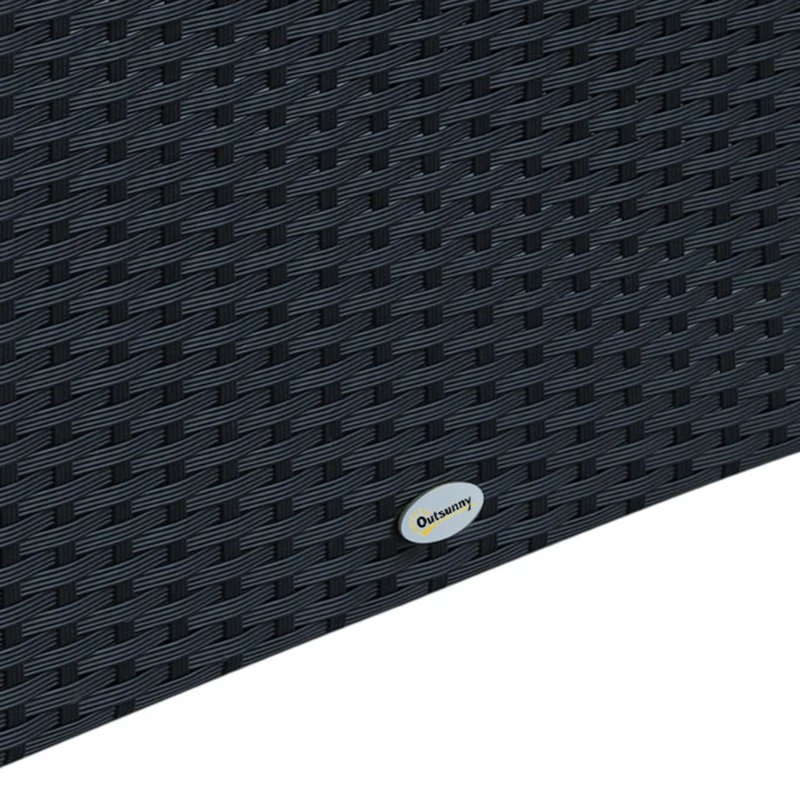 Outsunny PE Wicker Side Table Rattan Garden Furniture with Four Foot Pads, Rust & Mild Weather Damage Resistant, Black