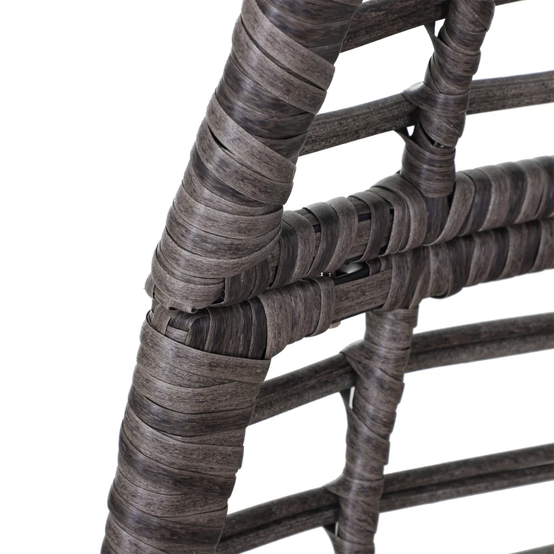 Outsunny rotan fauteuil in druppelvorm tuinfauteuil rotan stoel zitkussen metaal beige