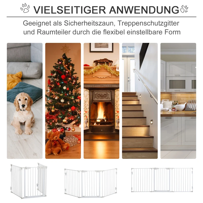 Barierka dla psów Barierka ochronna Bramka dla psów 3 elementy tworzywo sztuczne biały