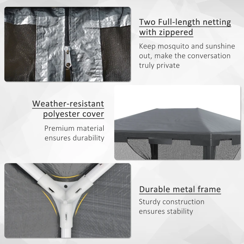 Outsunny 4 m x 3 m Gazebo with Sides, Outdoor Party Tent, Sun Shade Canopy with Mesh Sidewalls, Dark Grey