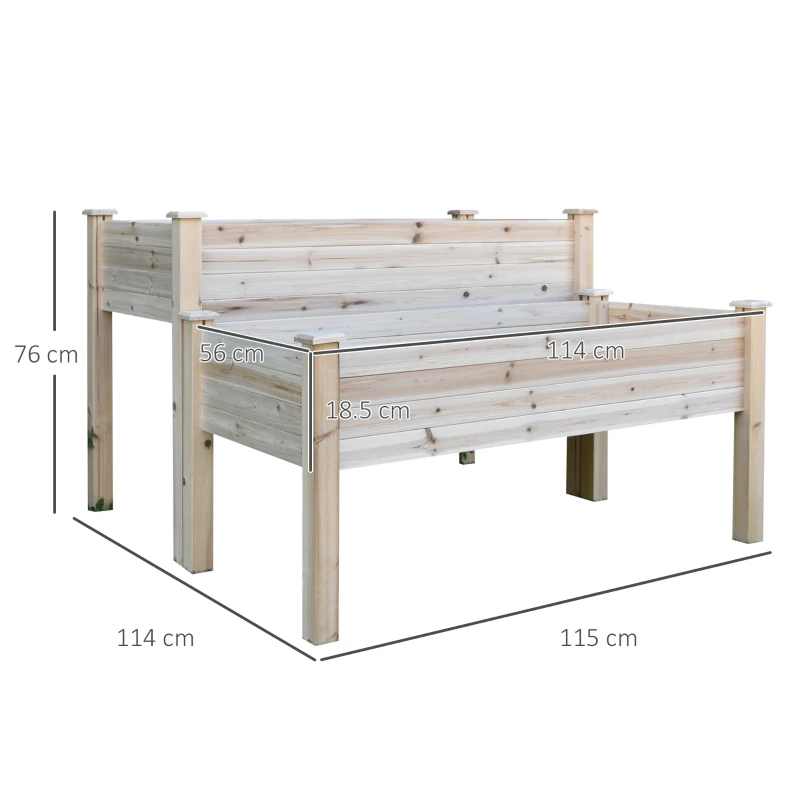 Outsunny 2-Piece Solid Fir Wood Plant Raised Bed Flower Vegetable Herb Grow Box Stand Garden  Step Planter Stand Free Combination