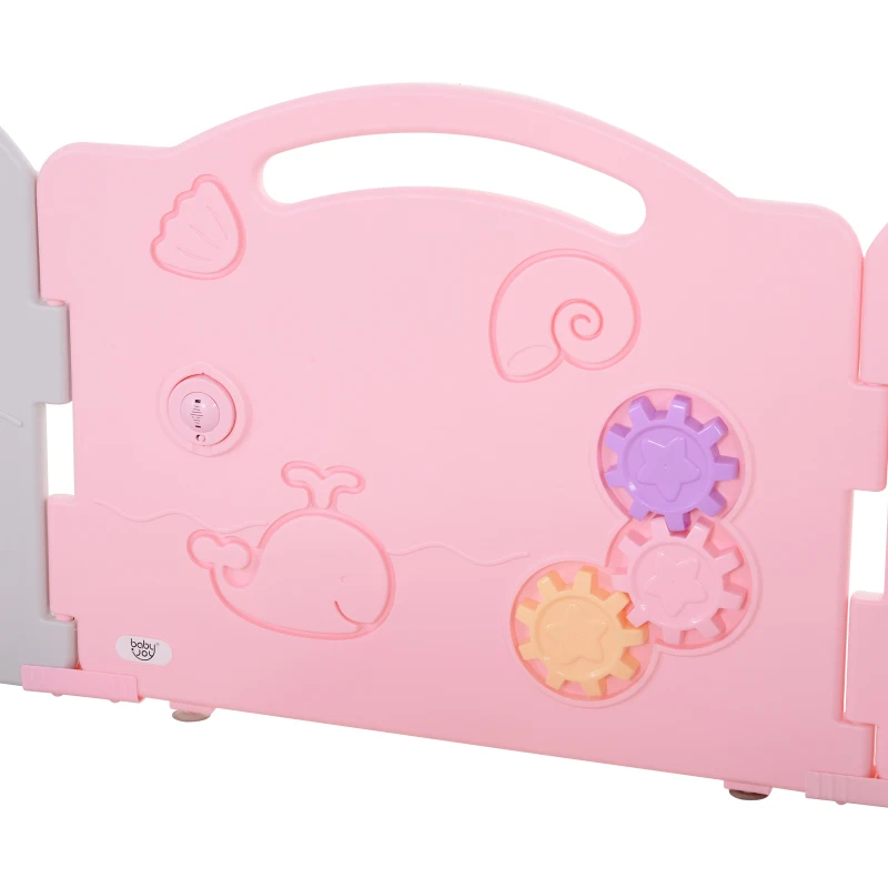 HOMCOM Schutzgitter Baby Laufgitter 12 Elemente Absperrgitter Korb 3 Zahnräder HDPE Rosa 162 x 84 x 63 cm
