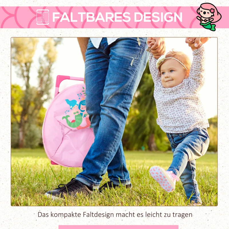 HOMCOM opvouwbare campingstoel voor kinderen tussen 3 en 5 jaar roze Ø50 x 49H cm