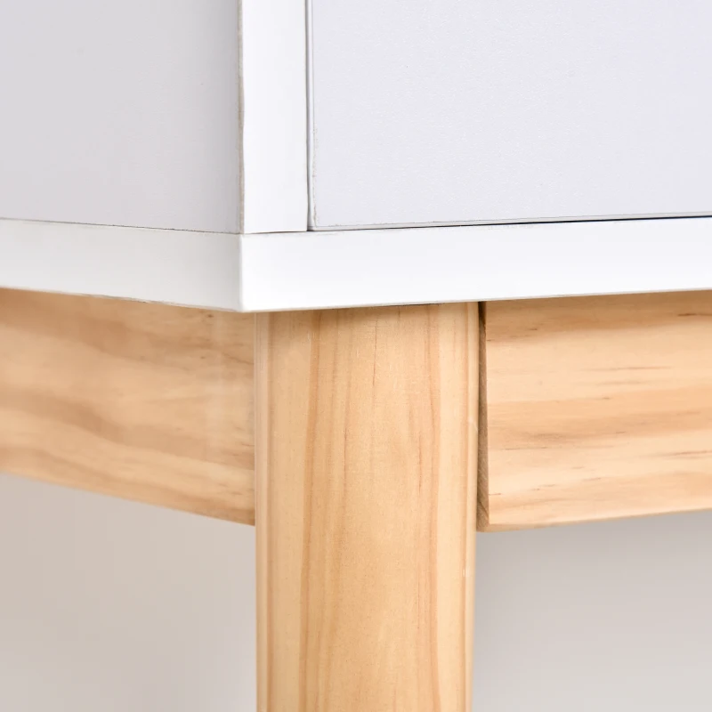 HOMCOM Dressing Table Set with Flip Top Mirror and Cushioned Stool, Makeup Vanity Dressing Table Dresser Desk with 2 Drawers and Storage Grids for Bedroom, White