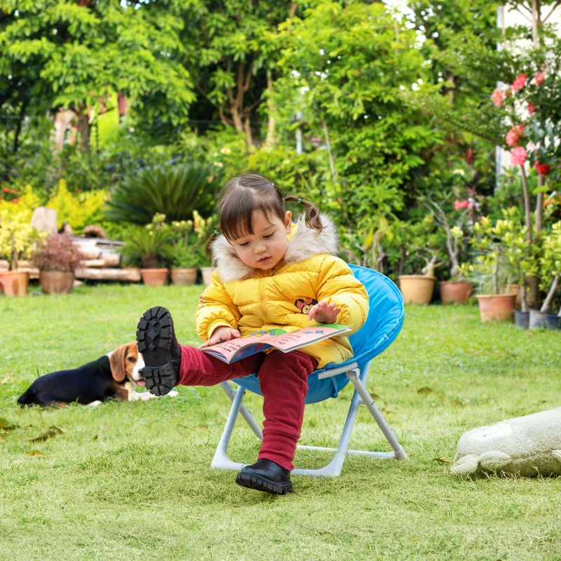 HOMCOM opvouwbare campingstoel voor kinderen tussen 3 en 5 jaar Blauw Ø50 x 49H cm