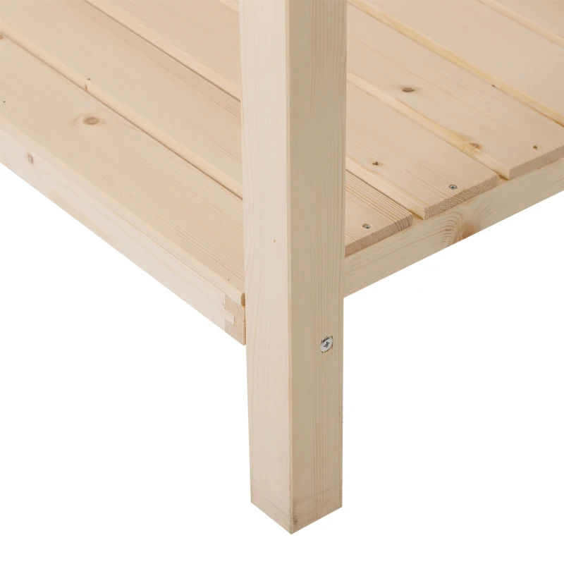 Outsunny Elevated Fir Wood Plant Box, 91Lx91Wx81H cm-Natural Wood Colour