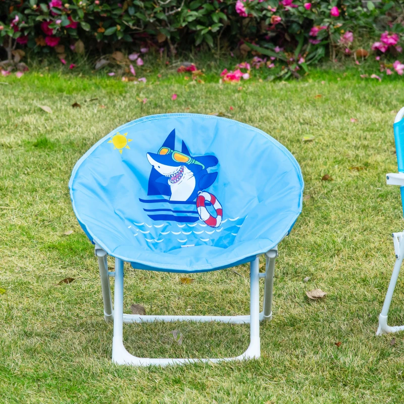 HOMCOM opvouwbare campingstoel voor kinderen tussen 3 en 5 jaar Blauw Ø50 x 49H cm