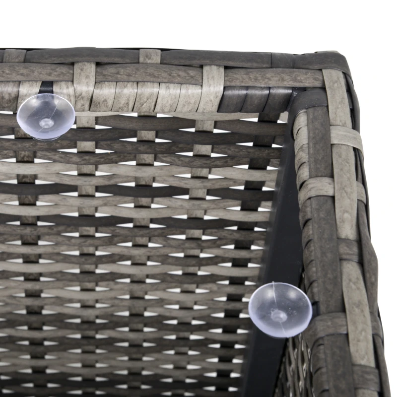 Outsunny Square PE Wicker Rattan Table with Glass Top - Dark Grey