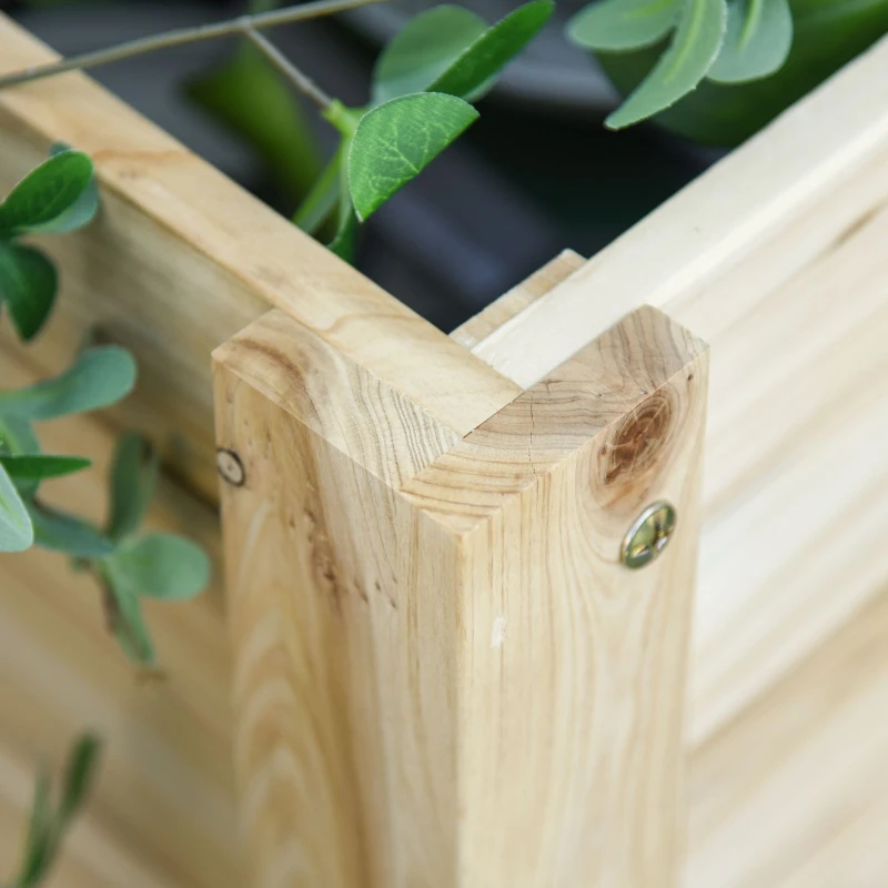 Outsunny Wooden Raised Plant Stand Outdoor Flower Bed Box with Clapboard 100 x 40 x 84cm