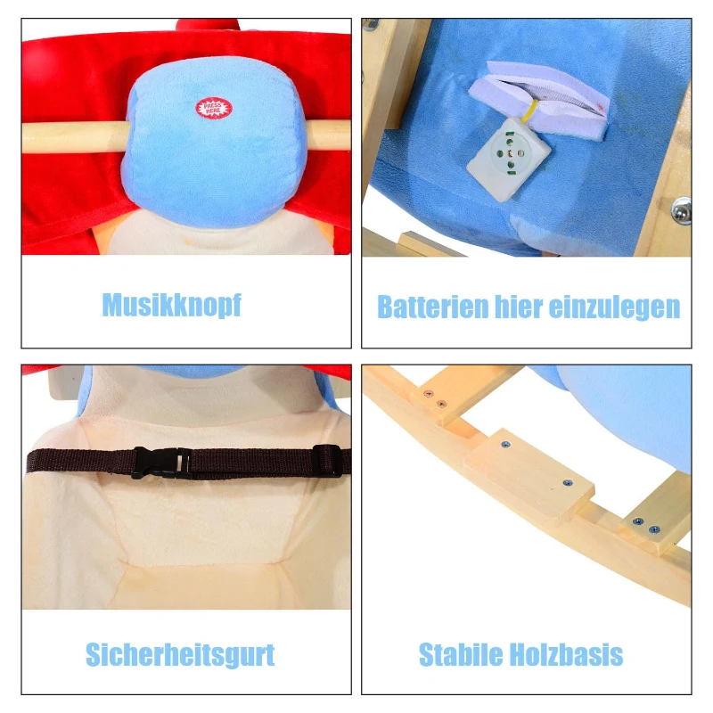 HOMCOM Kinderen schommelpaard muziek schommeldier schommel schommelspeelgoed vliegtuig