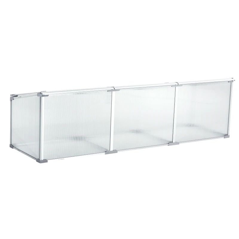 Outsunny Szklarnia aluminiowa Skrzynia inspektowa Cieplarnia Inspekt do uprawy 3 oddzielne pokrywy PC 180 x 51 x 51 cm