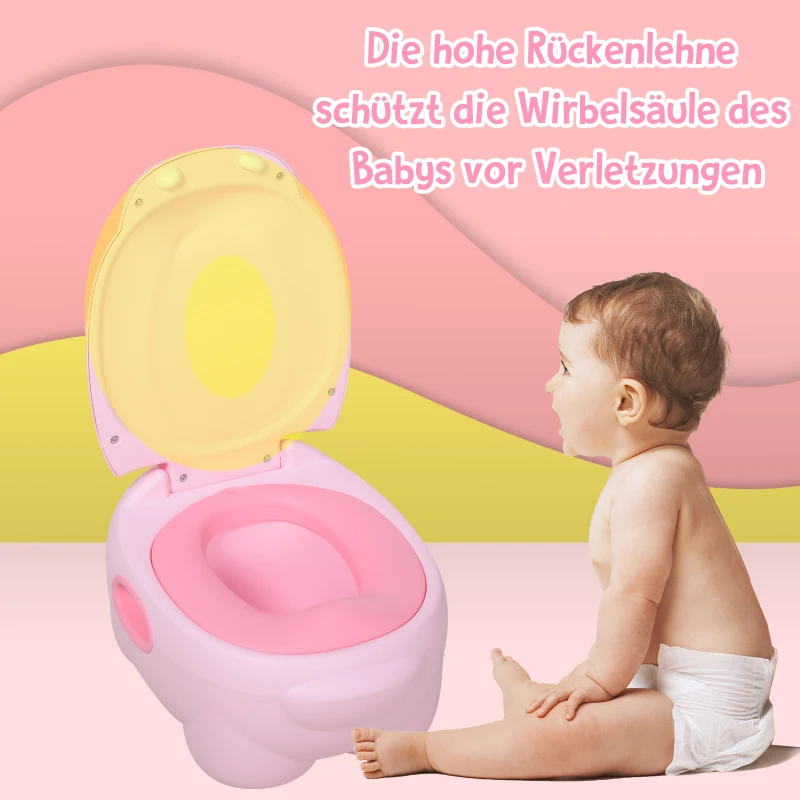 HOMCOM babytoilet kinderpotje kindertoilet voor 6-72 maanden, kunststof roze