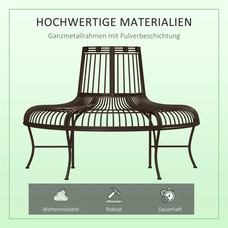Outsunny halfronde tuinbank voor bomen staal bruin 135 x 70 x 85 cm