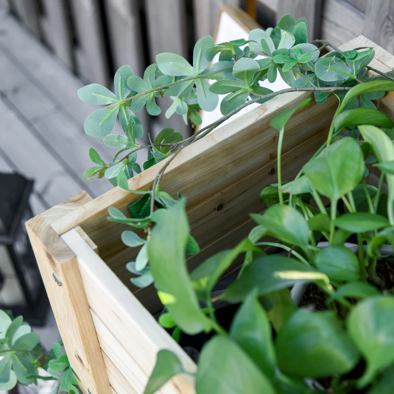 Outsunny Wooden Raised Plant Stand Outdoor Flower Bed Box with Clapboard 100 x 40 x 84cm