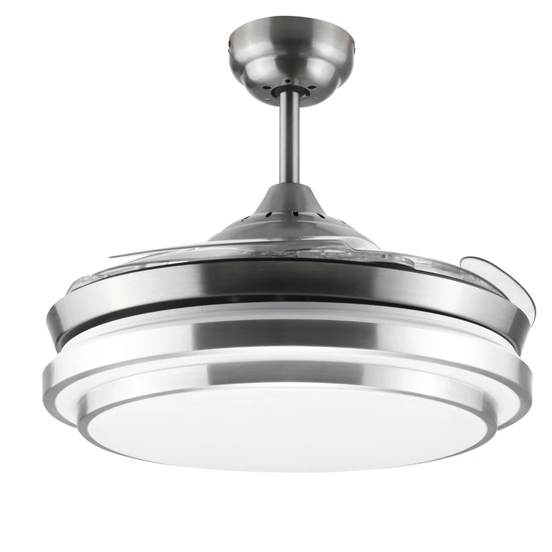 HOMCOM Indoor Ceiling Fan with Light, Retractable Blades, Modern Mount Dimmable LED Lighting Fan with Remote Controller, for Bedroom, Living Room
