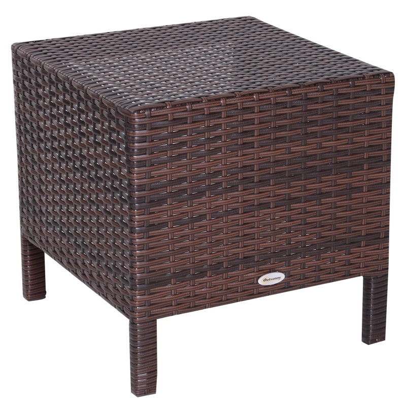 Outsunny 3 Pcs Rattan Nesting Tables Set-Brown