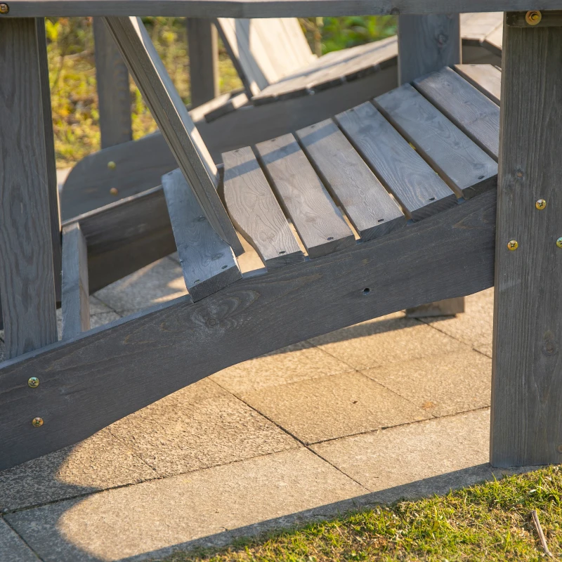 Outsunny tuinbank met tafel en zonneschermhouder, tuinmeubilair, massief hout, kleur grijs