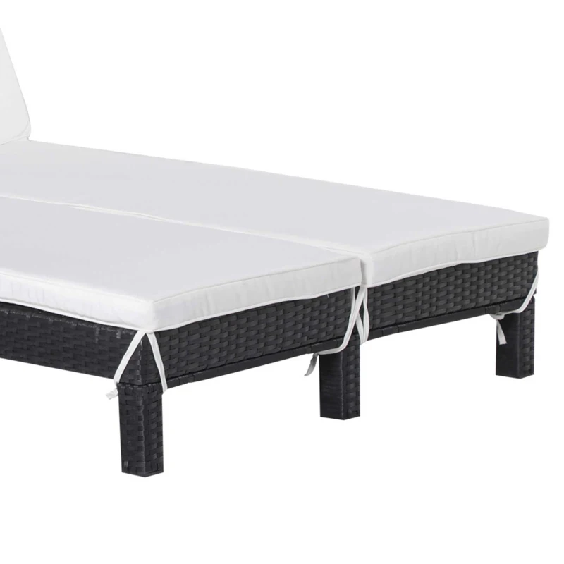 Outsunny ligbank voor buiten dubbele ligstoel relax ligstoel voor 2 personen 5 standen metaal PE-rotan crème