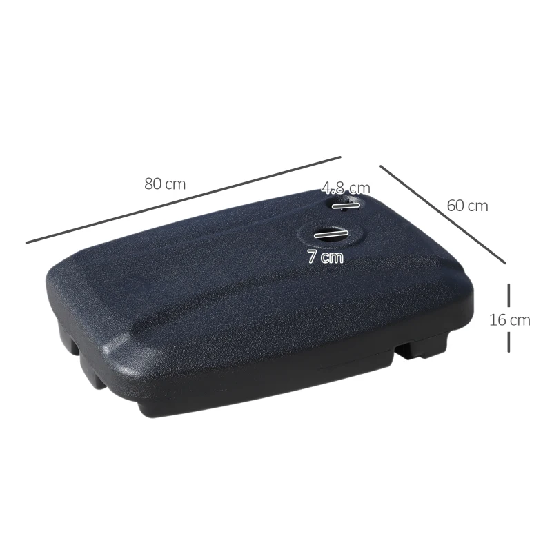 Outsunny Sand or Water Fillable Parasol Base Stand Weights Portable Umbrella Holder with Wheels Cantilever Patio Garden Outdoor Black