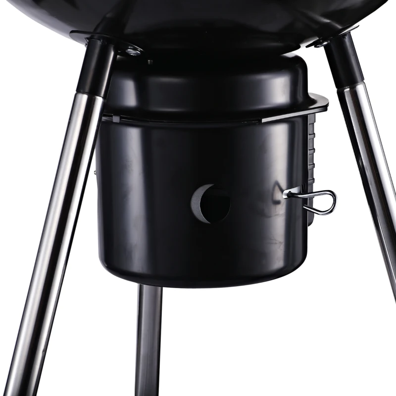 Outsunny Steel Freestanding Charcoal BBQ Grill w/ Wheels Black