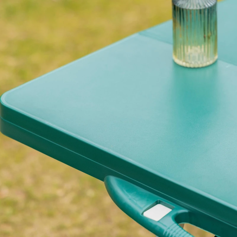Outsunny ABS Aluminum Portable Picnic Table Bench Set Green