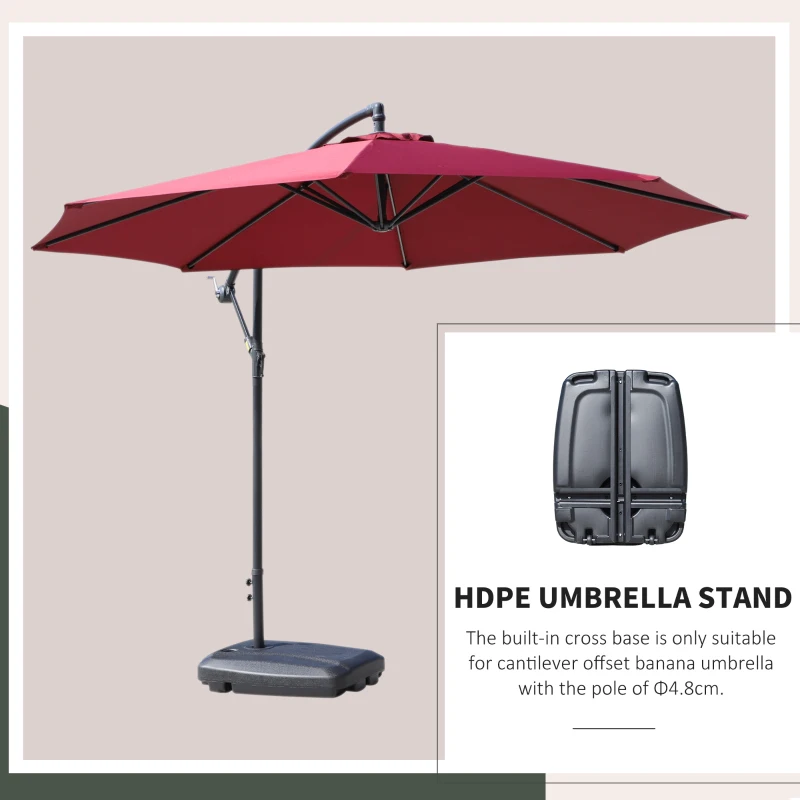Outsunny Sand or Water Fillable Parasol Base Stand Weights Portable Umbrella Holder with Wheels Cantilever Patio Garden Outdoor Black