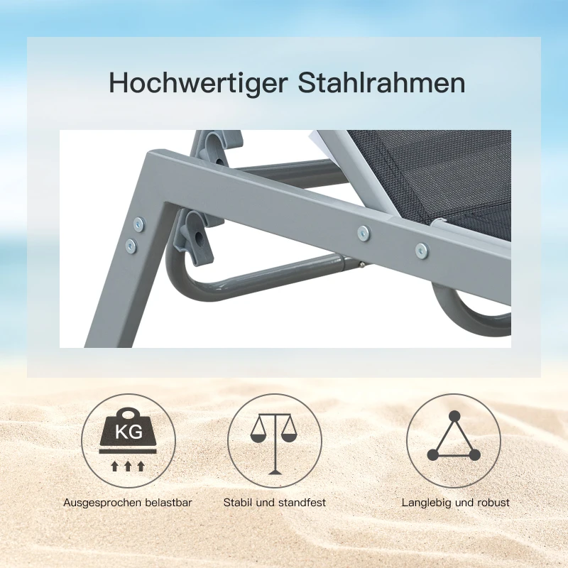 Outsunny ligbed, tuinligstoel, relax ligbed, 5-traps rugleuning, tuinmeubilair, metaal, 170 x 58 x 97 cm ligbed ligbed tuin relax ligbed rugleuning tuinmeubilair metaal | Aosom.nl