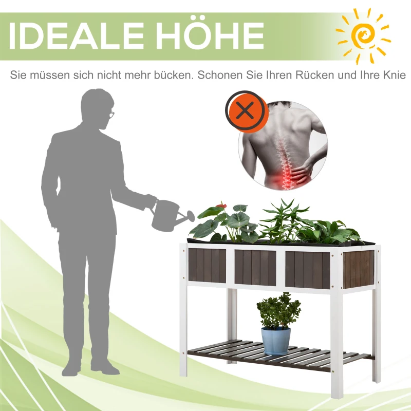 Outsunny Plantentafel tuintafel houten werkblad tuinbed voor groenten bloemen