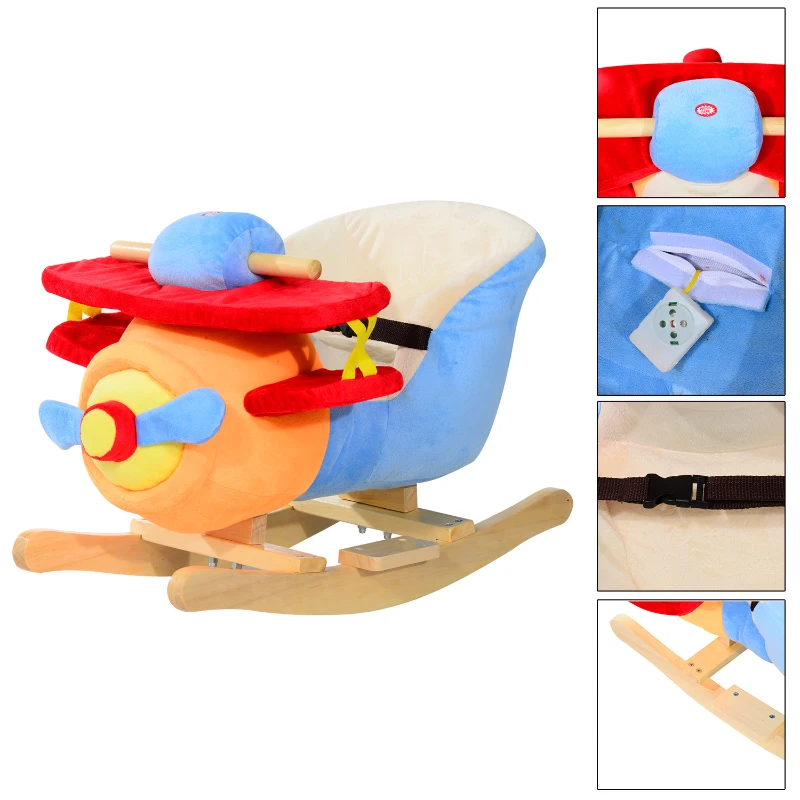 HOMCOM Kinderen schommelpaard muziek schommeldier schommel schommelspeelgoed vliegtuig