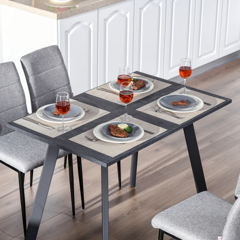 HOMCOM Esstisch Küchentisch mit Metallbeinen und geräumiger Tischplatte Holztisch Dunkelgrau MDF Metall 110 x 70 x 76 cm