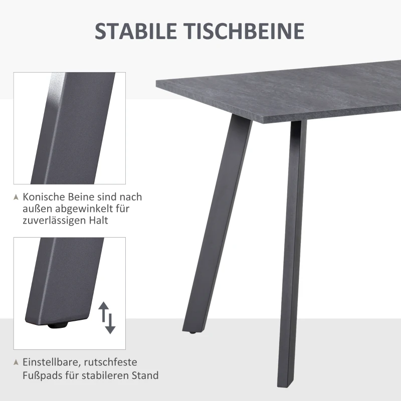 HOMCOM Esstisch Küchentisch mit Metallbeinen und geräumiger Tischplatte Holztisch Dunkelgrau MDF Metall 110 x 70 x 76 cm