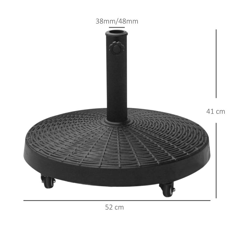 Outsunny Baza Umbrela 38‑48 mm Negru Rasina+Otel 52×41 cm