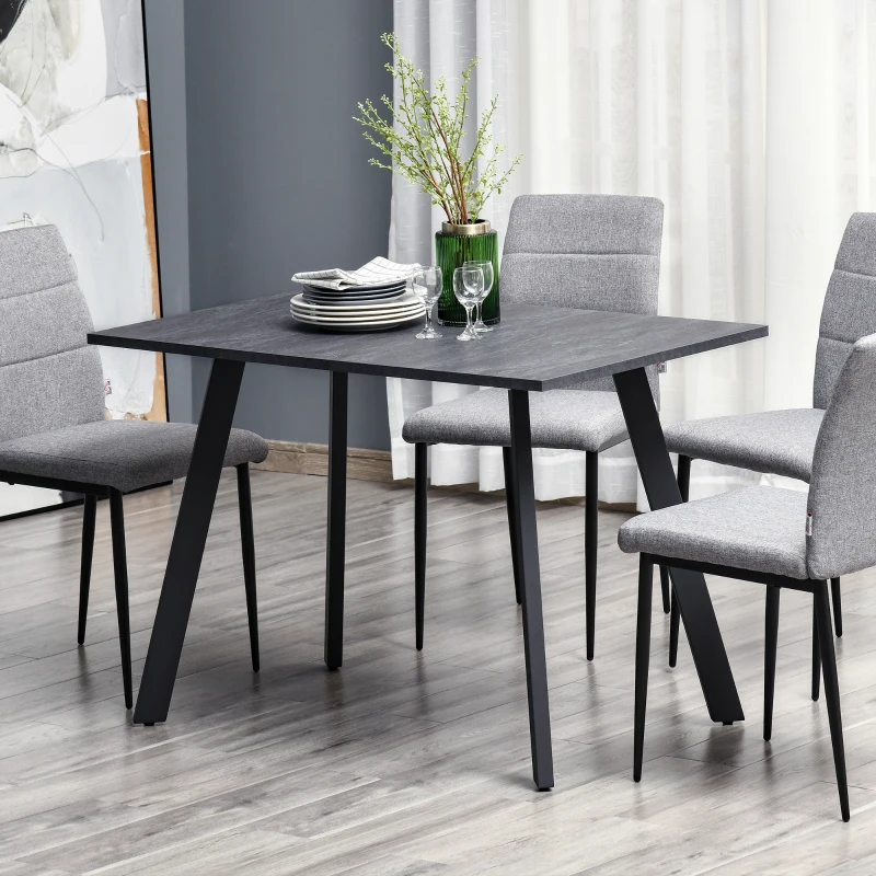 HOMCOM Esstisch Küchentisch mit Metallbeinen und geräumiger Tischplatte Holztisch Dunkelgrau MDF Metall 110 x 70 x 76 cm