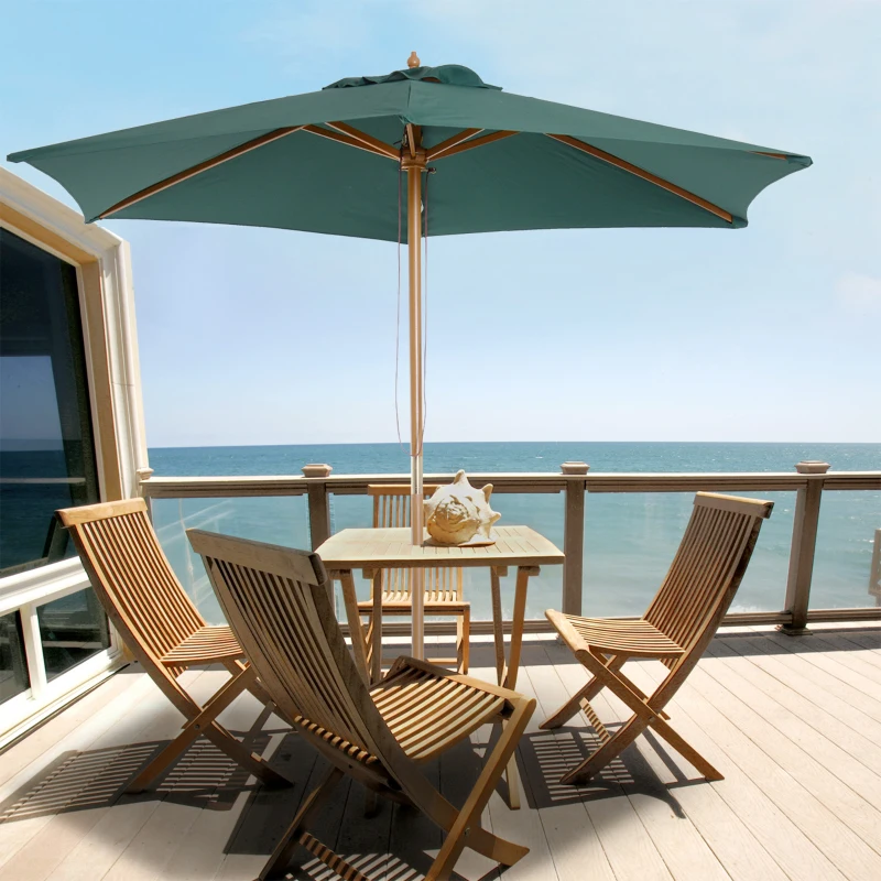 Outsunny Umbrela din Lemn, verde, Ø2.5m