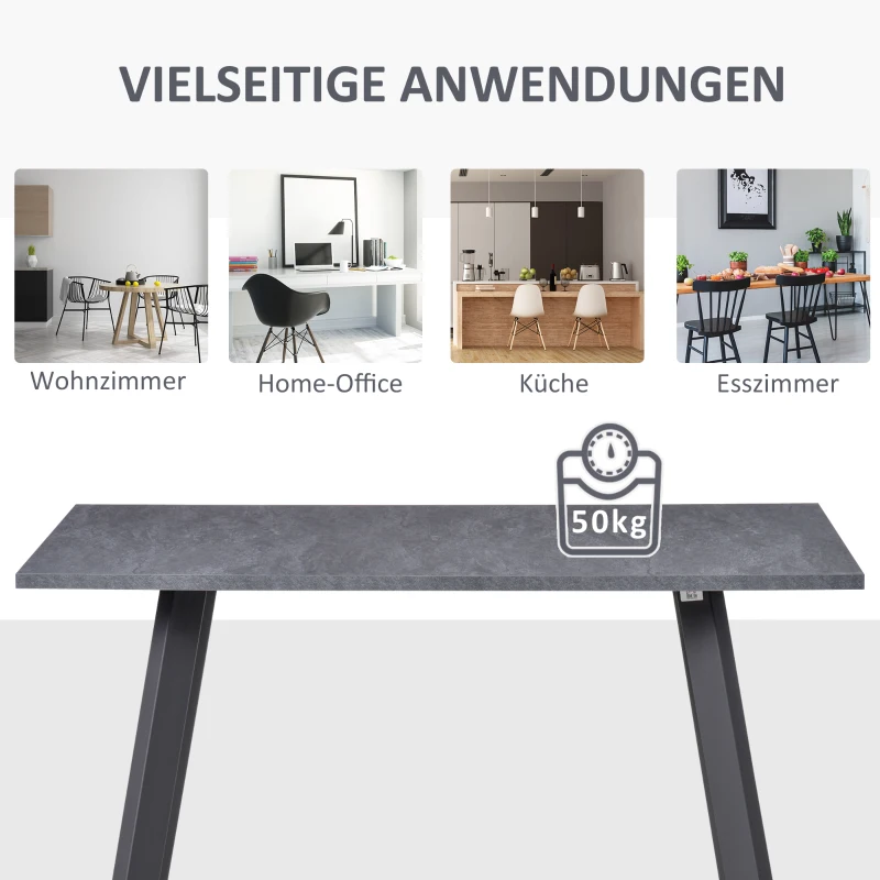 HOMCOM Esstisch Küchentisch mit Metallbeinen und geräumiger Tischplatte Holztisch Dunkelgrau MDF Metall 110 x 70 x 76 cm