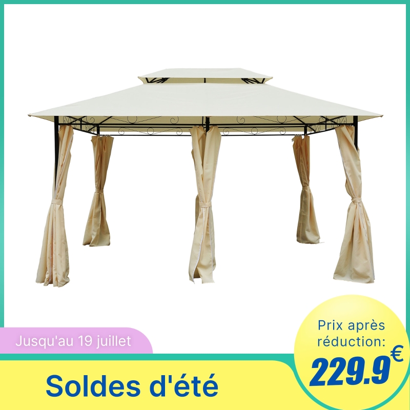 Outsunny Tonnelle Barnum Style Colonial Beige 300 x 400 x 265 cm