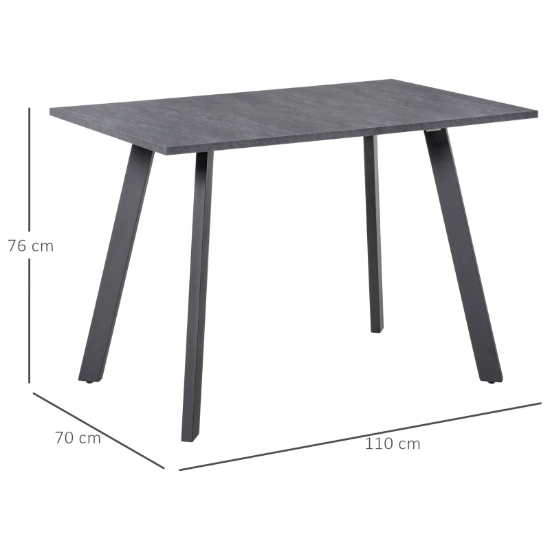 HOMCOM Esstisch Küchentisch mit Metallbeinen und geräumiger Tischplatte Holztisch Dunkelgrau MDF Metall 110 x 70 x 76 cm