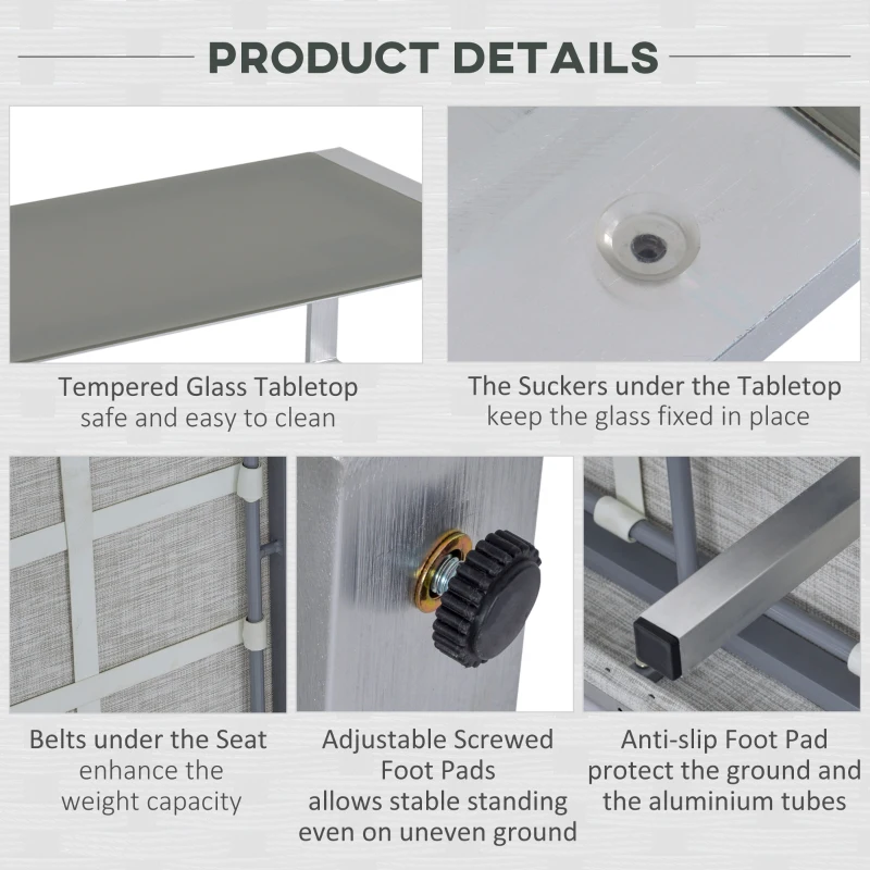 Outsunny 4 Pieces Patio Furniture Set Outdoor Aluminum Garden Conversation Set with Tempered Glass Coffee Table and Cushions