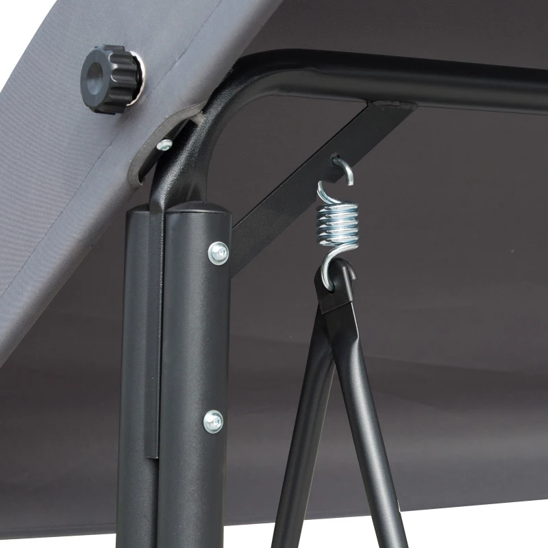 Komfortowa Huśtawka Ogrodowa Outsunny dla 3 Osób z Regulowanym Daszkiem i Kieszeniami Bocznymi, Ciemnoszary