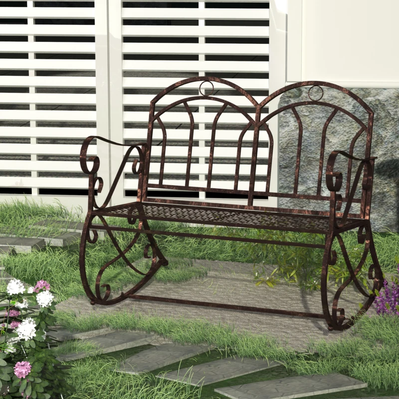 Outdoor Iron Rocking Chair-Bronze Red