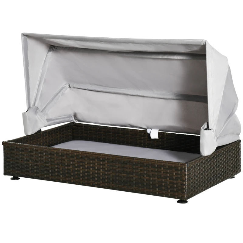 Domek dla psa rattanowy ze składanym dachem PE-Rattan brązowy + biały Pawhut