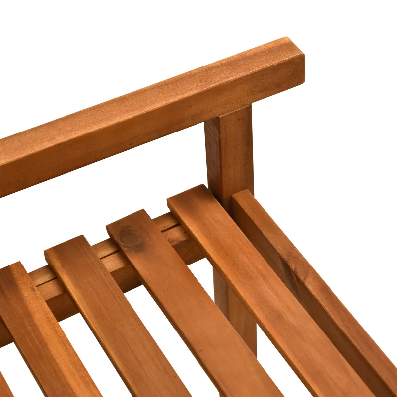 Outsunny Acacia Wood 2-Seater Outdoor Garden Armchair Bench w/ Table