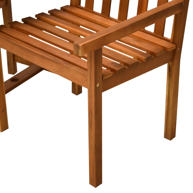 Outsunny Acacia Wood 2-Seater Outdoor Garden Armchair Bench w/ Table