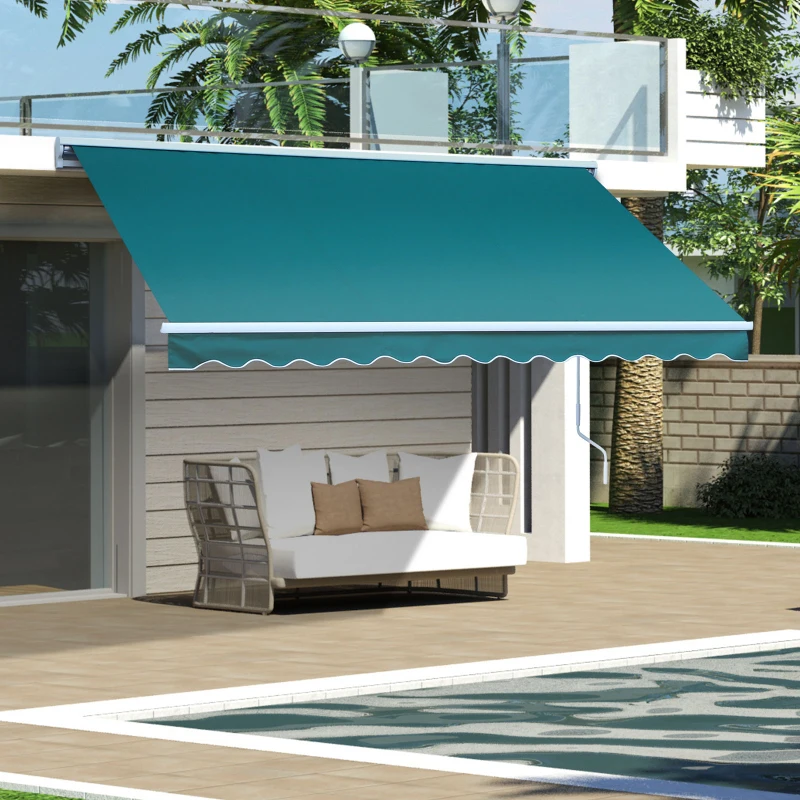 Outsunny 3.5x2.5m Motorised Aluminium Awning w/ Remote Green