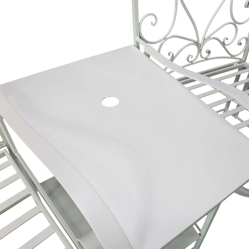 Outsunny Metal Bench With Table, 160Lx61Wx96H cm-White