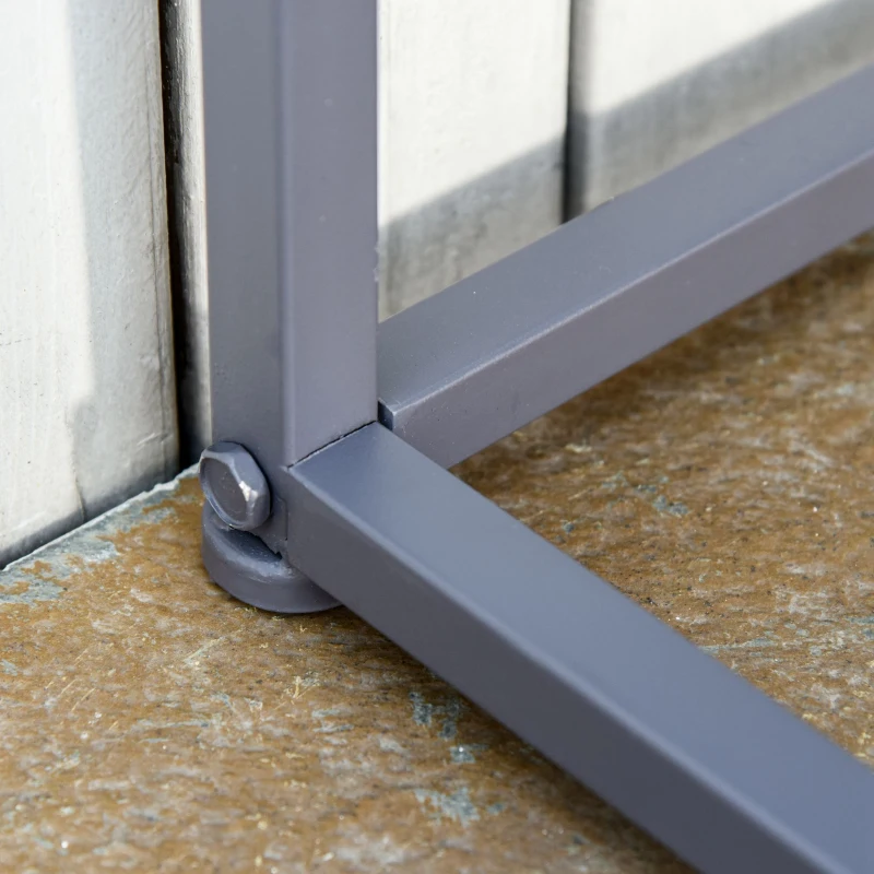 Outsunny Steel Patio Garden Bench Loveseats for Outdoors Park Yard Slatted Design Grey