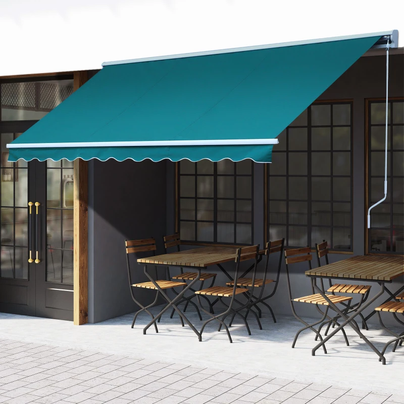 Outsunny 3.5x2.5m Motorised Aluminium Awning w/ Remote Green