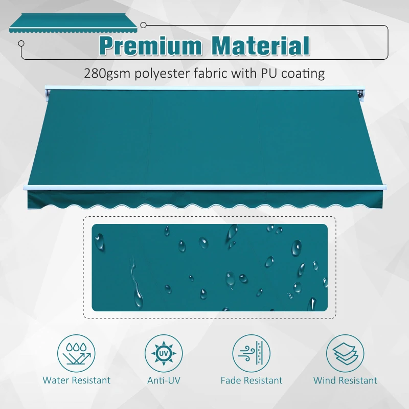 Outsunny 3.5x2.5m Motorised Aluminium Awning w/ Remote Green