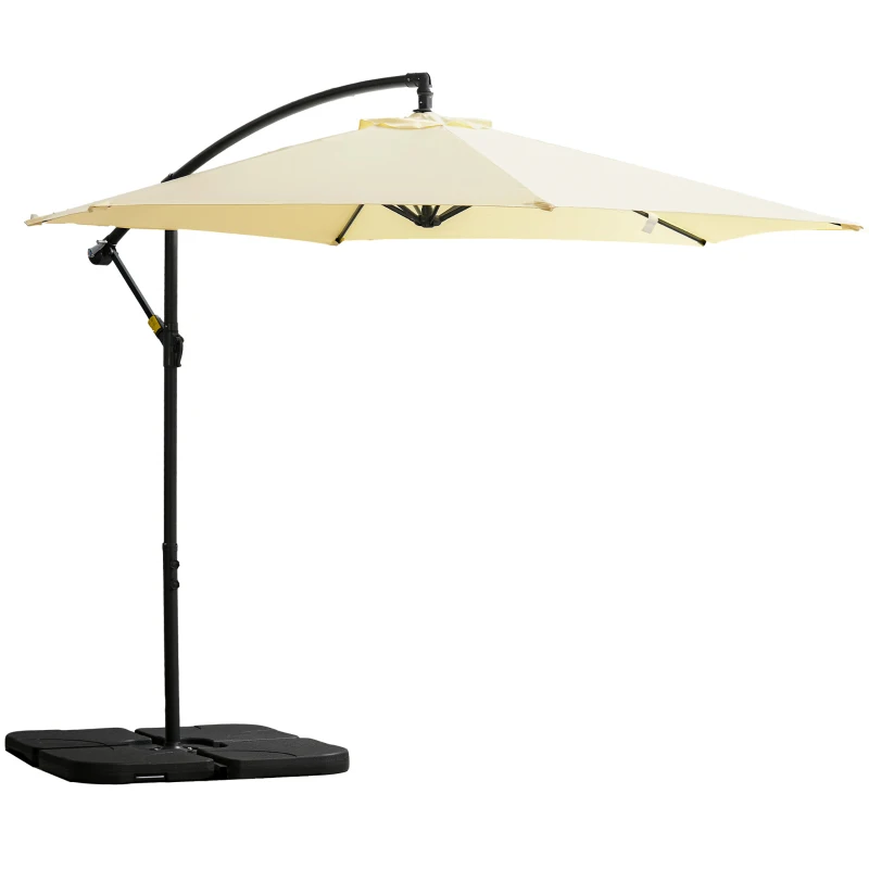 Outsunny 3m Overhanging Garden Parasol, with Cross Base - Beige